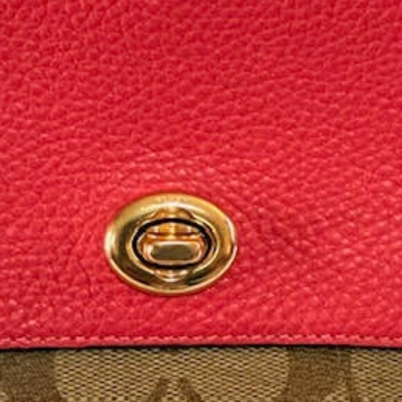 Coach Signature Canvas & Pebbled Leather Crossbody Bag Pink/Khaki, Gold Hardware - Picture 7 of 8